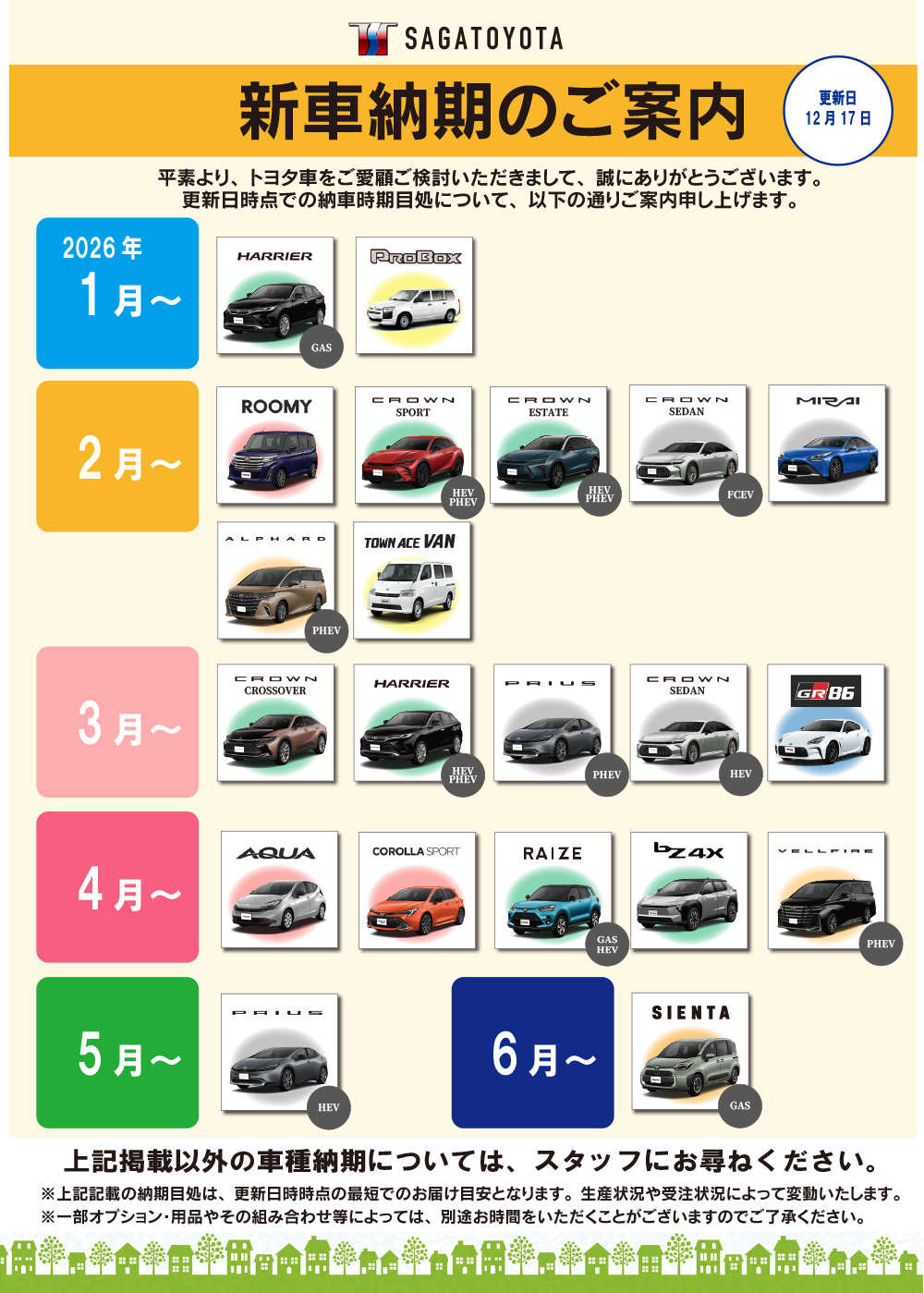 新車納期のご案内