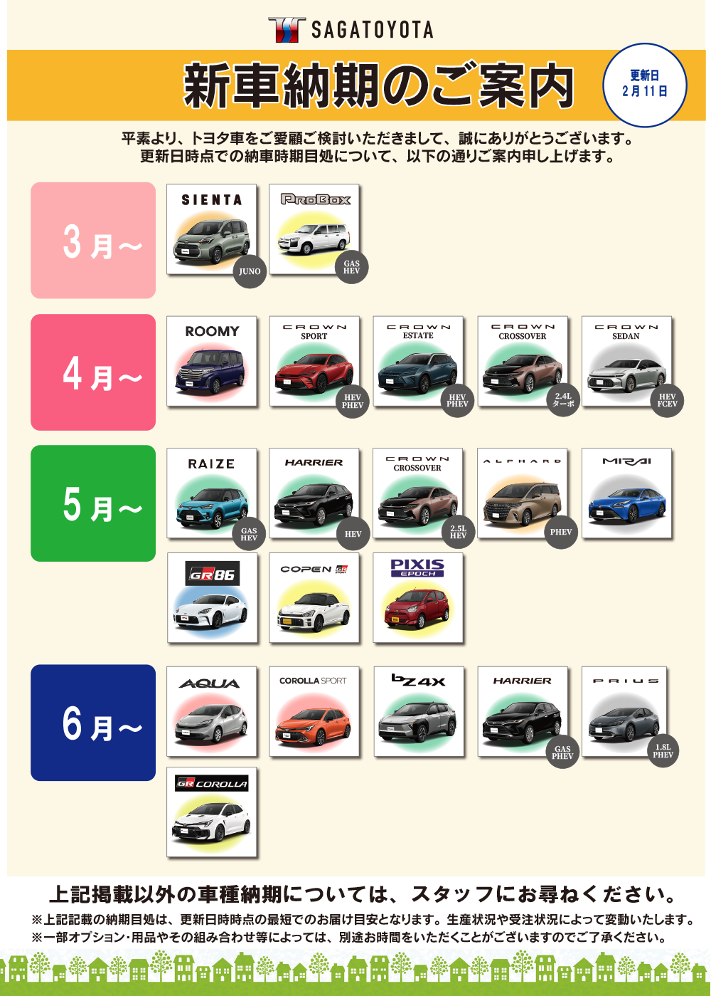 新車納期のご案内
